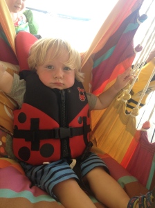 maybe a little uncomfortable with the life jacket